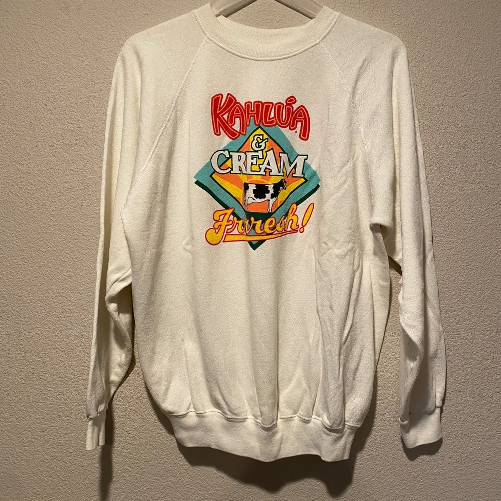 Vintage Kahlua & Cream Sweatshirt Hanes XL - 80s Retro Bar Promo